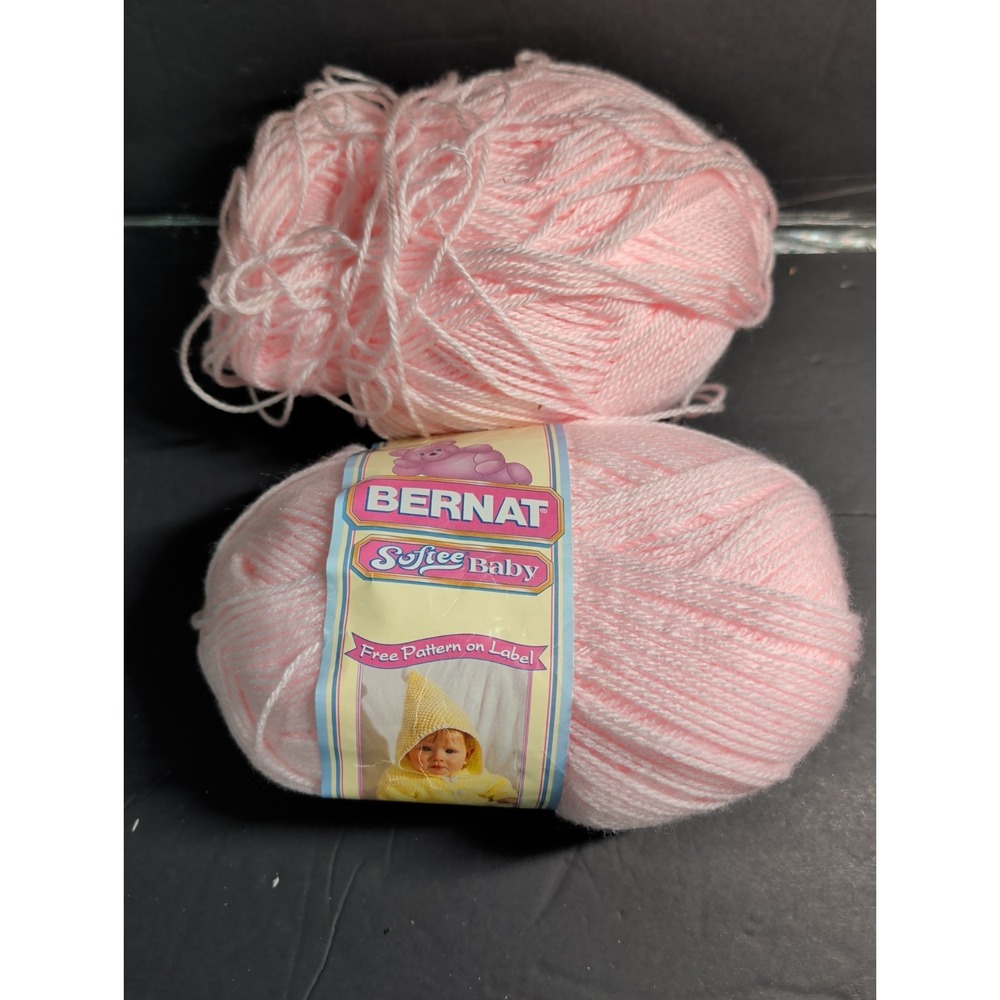 BERNAT SOFTEE BABY PINK YARN 5 oz 100%‎ ACRYLIC Lot Of 2